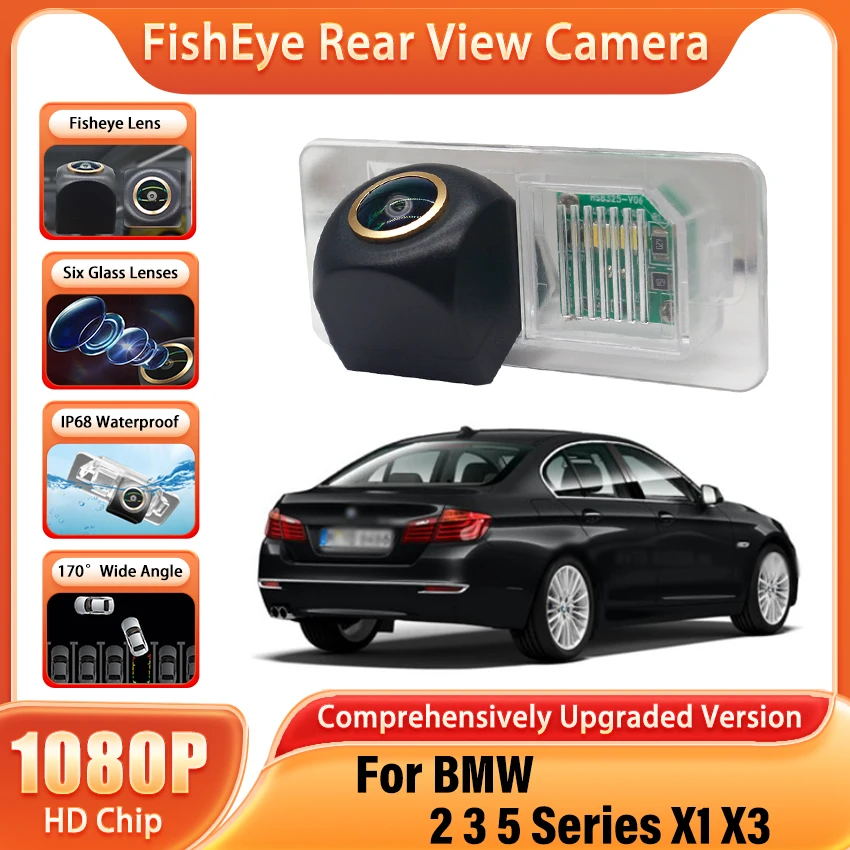 HD For BMW 2 3 5 Series X1 X3 F25 X4 F26 X5 X6 E38 E39 E60 E61 E62 E46 E90 E91 E92 Reverse Back up Fisheye Line Rear view Camera