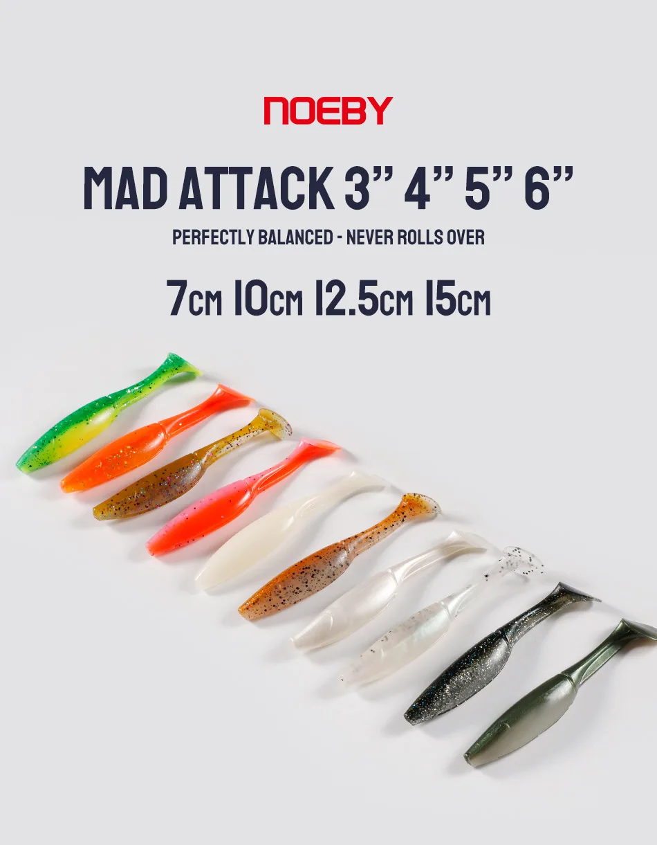 NOEBY Silikon-Weichköder, 7 cm, 10 cm, 12,5 cm, 15 cm, Shad, künstlicher weicher Köder, Swimbait, Raubtier, weicher Köder, Forelle, Hecht, Angelköder – Detail 1