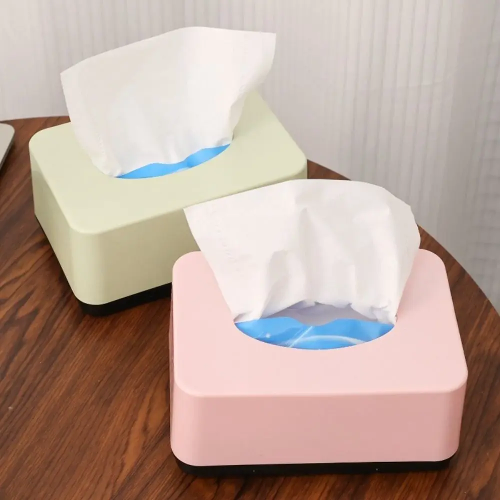 Simplicity Design Plastic Tissue Box Solid Color Square Paper Towel Box Durable Napkin Holder Home Use