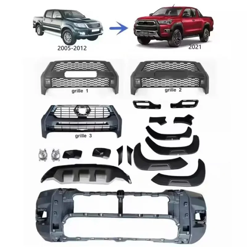 

Accessories Hilux 2020 Rocco 2021 Upgrade Kit With Front Bumper Grille Flares Body Parts