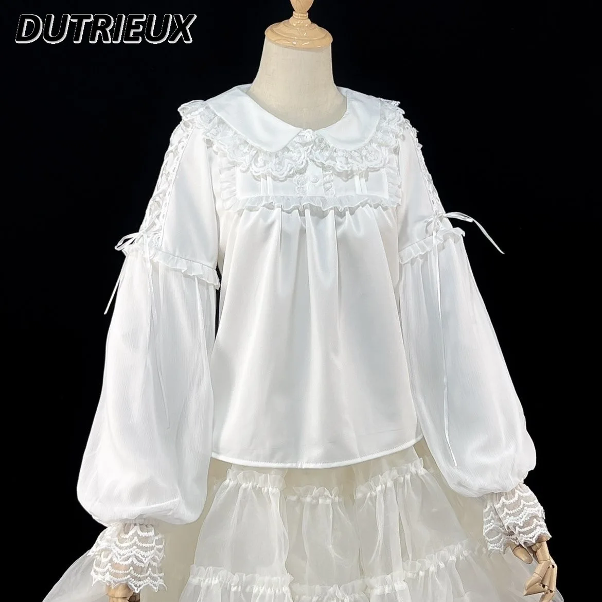 

Spring Autumn New Sweet and Cute Inner Lolita Bottoming Shirt Versatile Elegant Blouses Lolita Doll Collar Long-sleeved Shirt