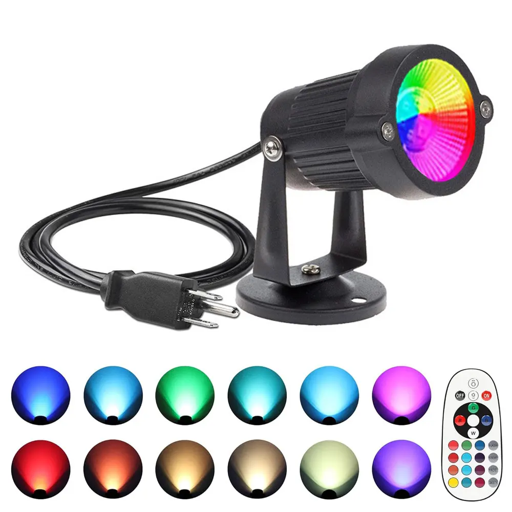 Remote Control Ground Plug Lawn Spotlight 16 RGBW Colors Spotlights IP65 Outdoor Waterproof Landscape Lighting Garden Decor