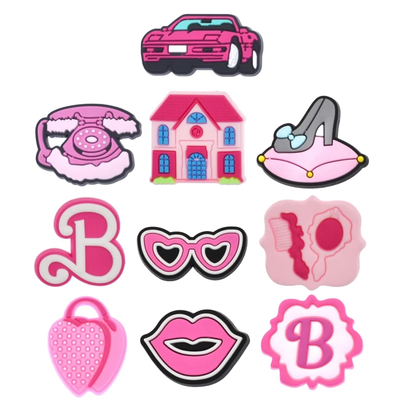 10pcs Y2K Pink Shoe Charms, Cute Shoe Accessories Charms For Teens Adults, Fun Aesthetic Shoe Decoration Charms