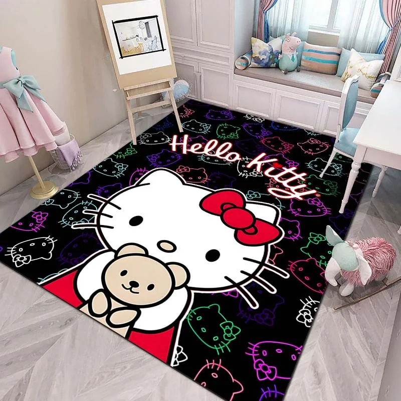 17 Styles Sanrio Hello Kitey Print Black Carpet Rug for Home Living Room Bedroom Sofa Doormat Decor Girls Room Decor Girls Gift