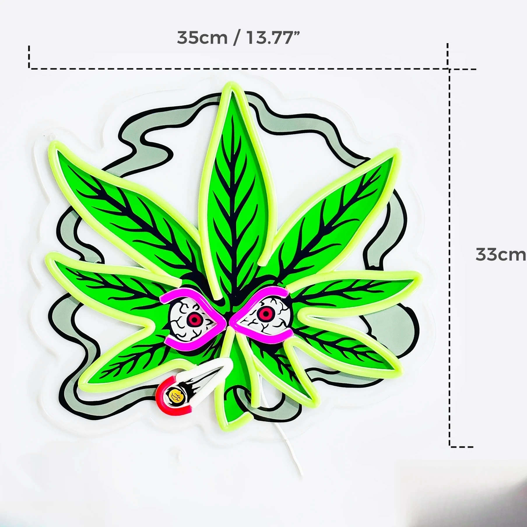 Neonowy szyld w kształcie liścia, neonowy szyld \"Smoking\", zasilany przez USB, ściemnialny, do dekoracji biznesu, baru piwnego, domu, na imprezę, do klubu, męskiej jaskini, pubu, idealny na prezent.