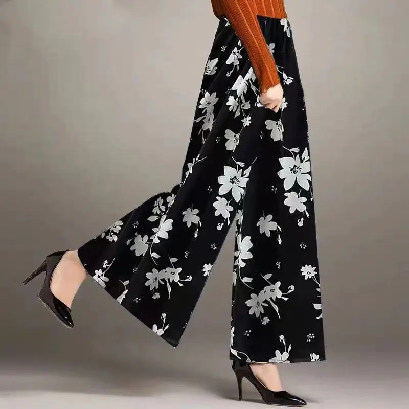 

Nine-point Wide-leg Culottes Summer New Fashion High-waisted Loose Printed Pants
