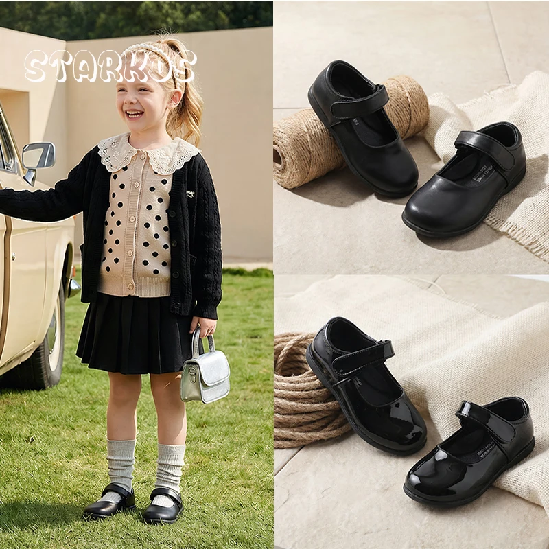 

Plain Black Leather Ballet Flat Kid Girl Classic Round Toe Mary Jane Shoe Baby Child Soft Sole Comfortable Cushion School Shoes