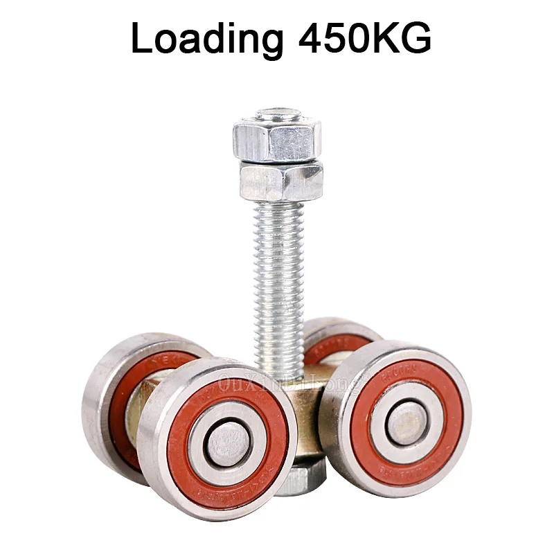 

16PCS Heavy Duty Sliding Door Rollers Industrial Hanging Rail Wheels Warehouse Orbital Track Bearing Pulleys Loading 450KG