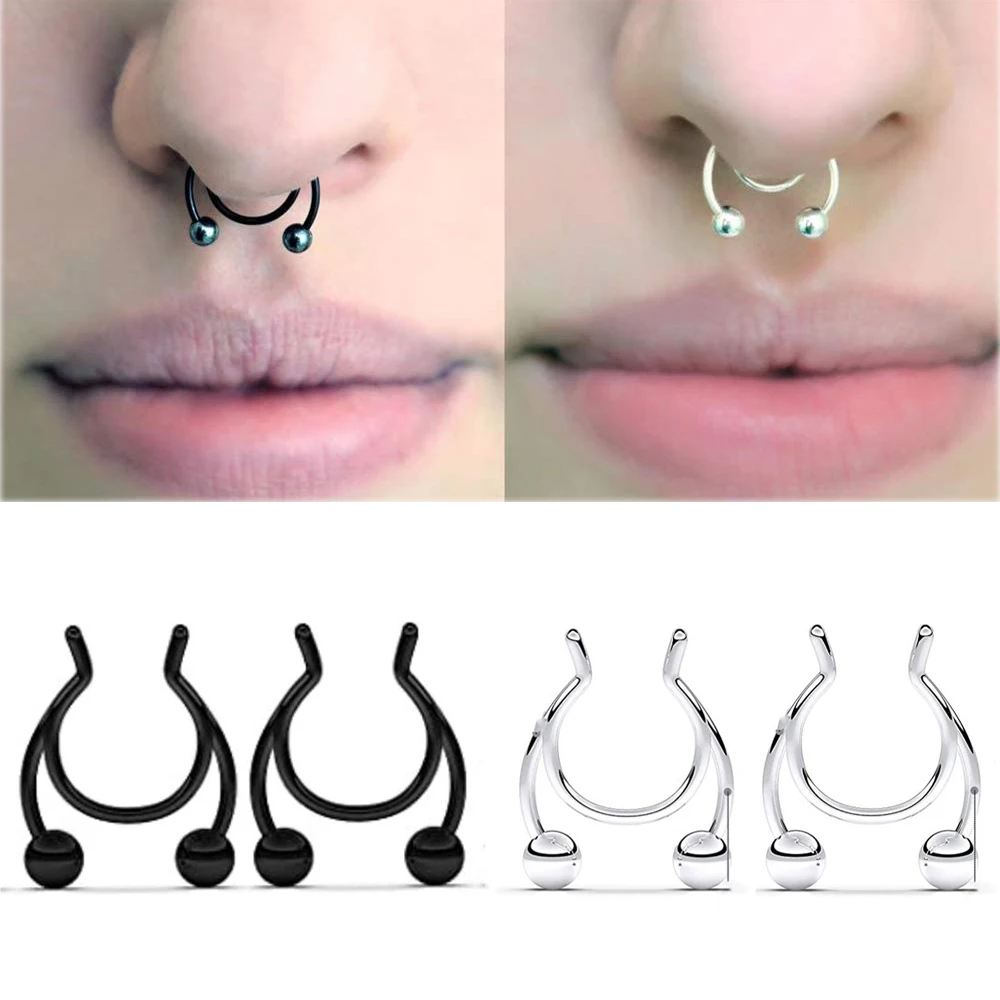 Jóia do corpo Piercing em aço inoxidável, piering falso do septo, septo nasal, anéis de nariz, 1pc