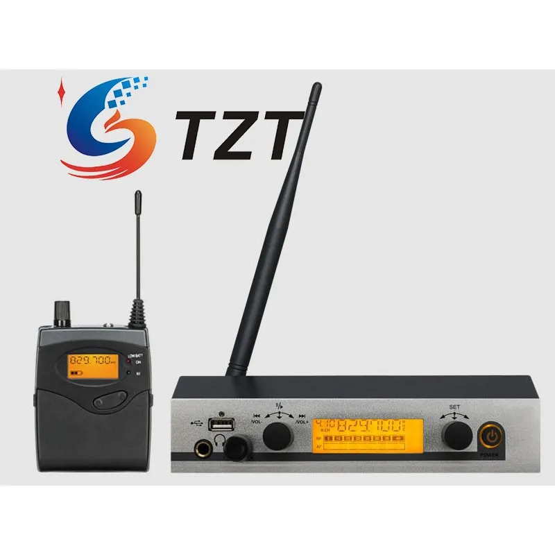 TZT 530 Mono Professional In Ear Monitor System UHF IEM System (Silver & Black Transmitter + 1 Receiver)