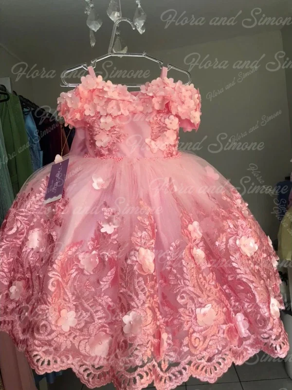 تخصيص طفلة الديكور 3D الأزهار التطريز زهرة فتاة اللباس لحفلات الزفاف الاستقبال الرسمي عطلة الاحتفال