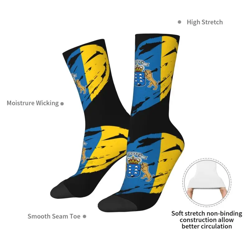 أنا أحب جزر الكناري العلم رجل طاقم الجوارب للجنسين Kawaii علم اسبانيا الربيع الصيف الخريف الشتاء اللباس الجوارب