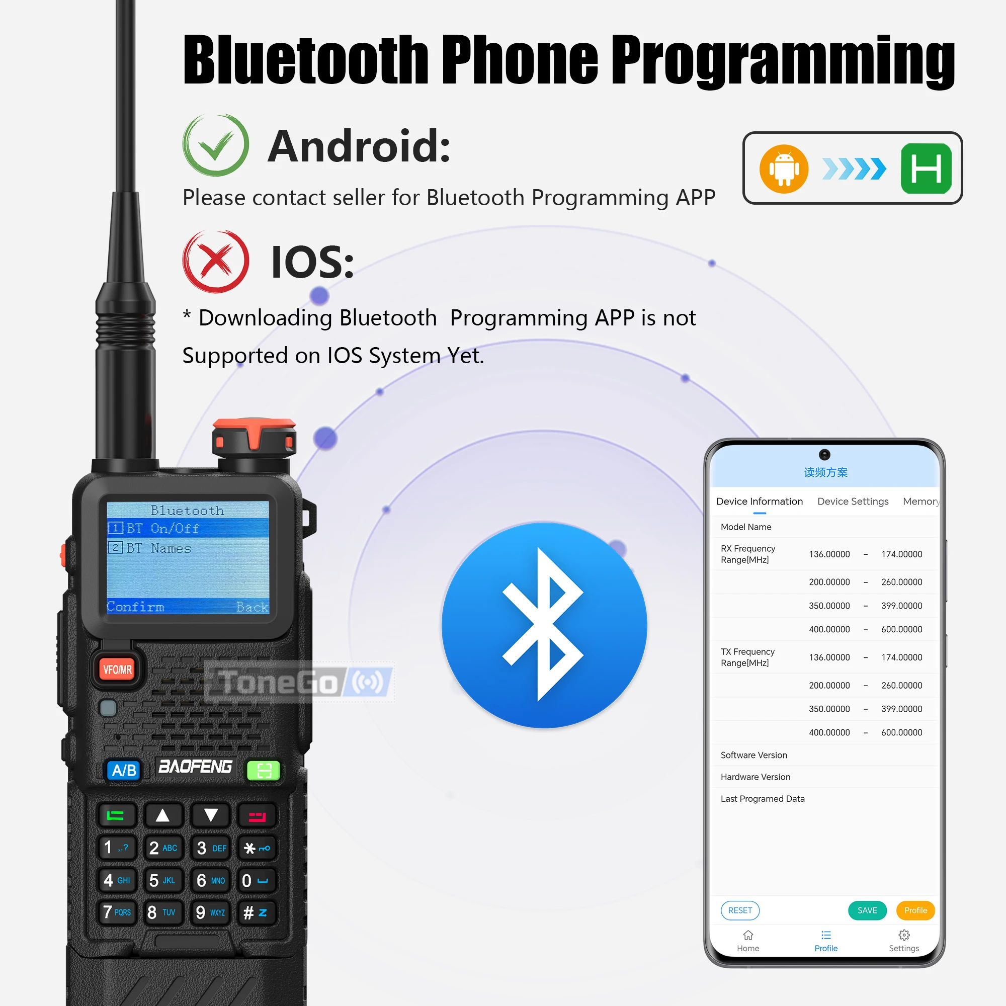Baofeng UV-5RH Pro نظام تحديد المواقع لاسلكي تخاطب بلوتوث برمجة راديو قدرة عالية USB-C شحن طويل المدى AM FM هام راديو اتجاهين