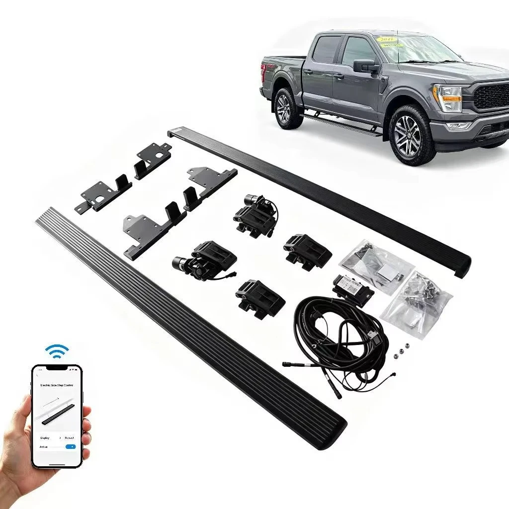 Strong Load Bearing Anti Pinch Aluminum Power Side Steps Running Boards for Ford F150 Heavy Duty Off Road Vehicle Accessories