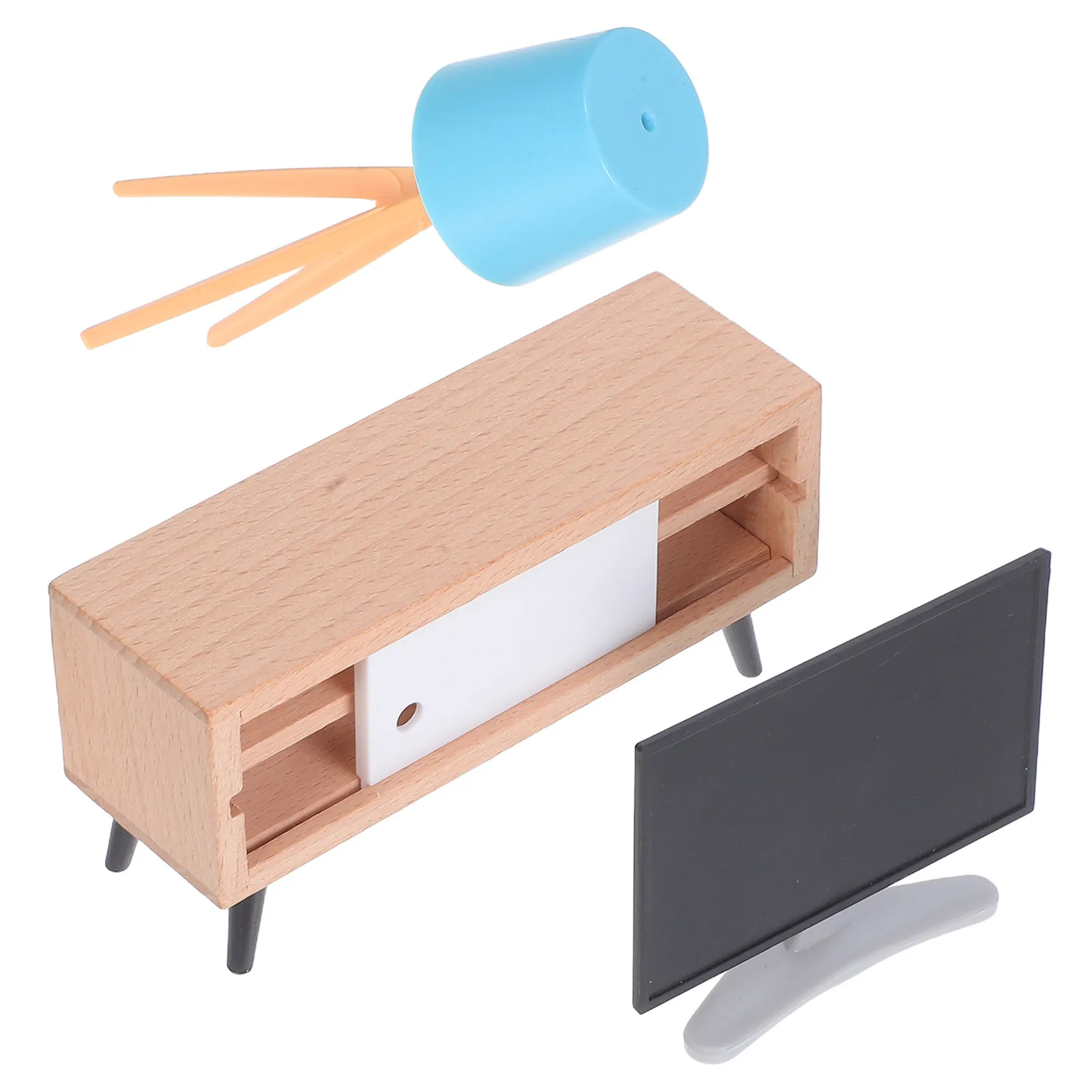 

Набор из 3 предметов: миниатюрная мебель для кукольного домика, телевизионный шкаф, напольный светильник, украшение для гостиной, аксессуар для ролевых игр для детей