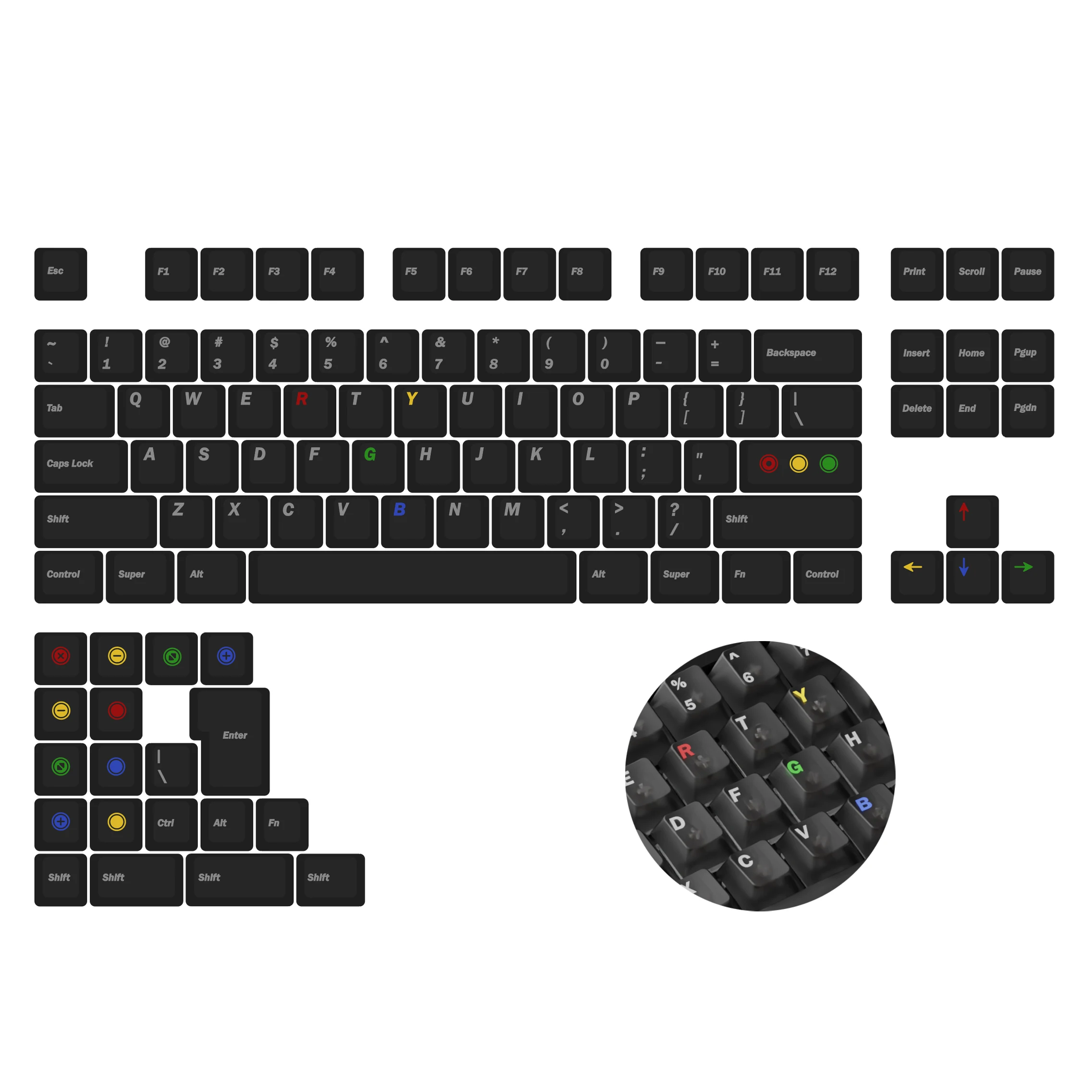 106 Key Black Light Matte Double Shot ABS Keycap Cherry Profile Custom Foggy Transparent Keycaps for MX Switches Gaming Keyboard