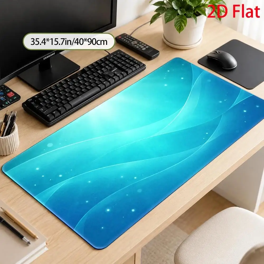 Ocean Wave Large Mouse Pad, with a serene blue abstract design, featuring minimalist modern aesthetics. Perfect for relaxation