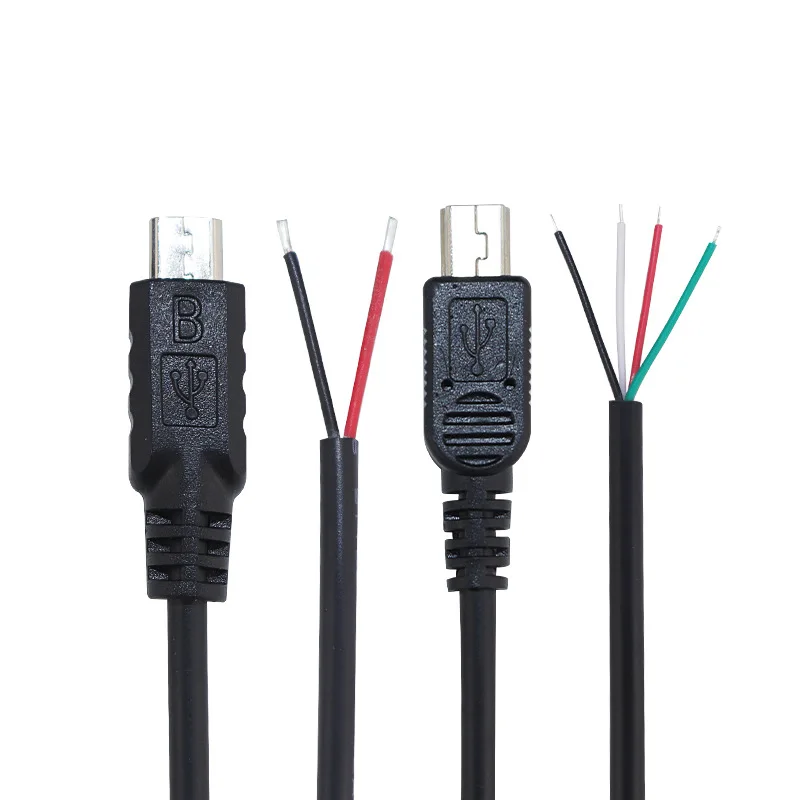 Mini USB Male Pigtail Power Data Cable 5V 3A Mini-B Plug to 4 Pin (2 pin) Bare Wire Open End Connector Charge Cord 22AWG