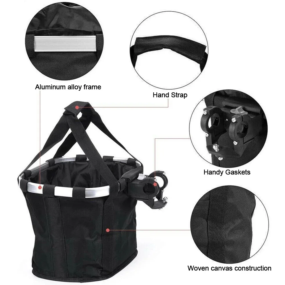 Bicycle Basket Aluminum Alloy Bicycle Front Bag 3KG Load Pet Carrier Handlebar Pannier Bicycle Storage Basket Bike Accessories