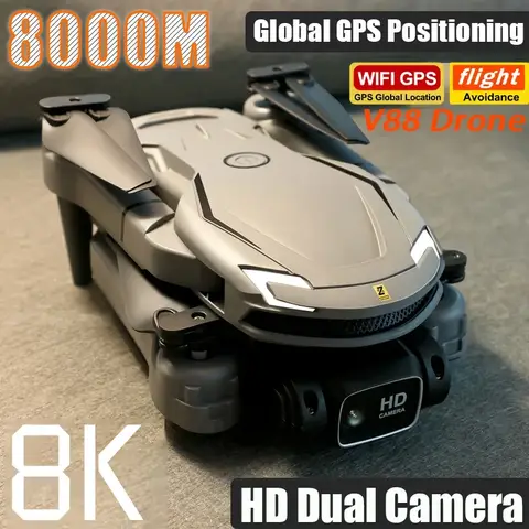 V88 드론 8K GPS 듀얼 카메라 전문 5G 장애물 회피 광학 흐름 포지셔닝 브러시리스 업그레이드 쿼드콥터 RC 선물