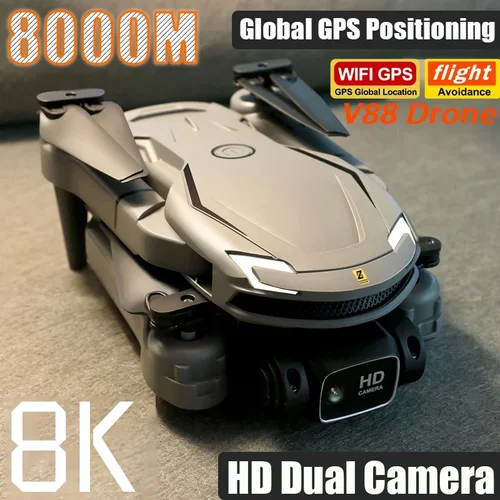 Dron V88 8K GPS Cámara Dual profesional 5G evitación de obstáculos posicionamiento de flujo óptico sin escobillas Quadcopter mejorado RC regalos