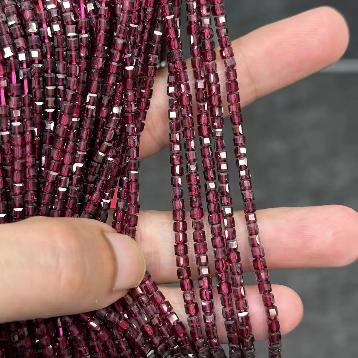 AAAA Garnet red square faceted 2mm 4mm 38cm for DIY jewelry making  loose beads  FPPJ wholesale nature