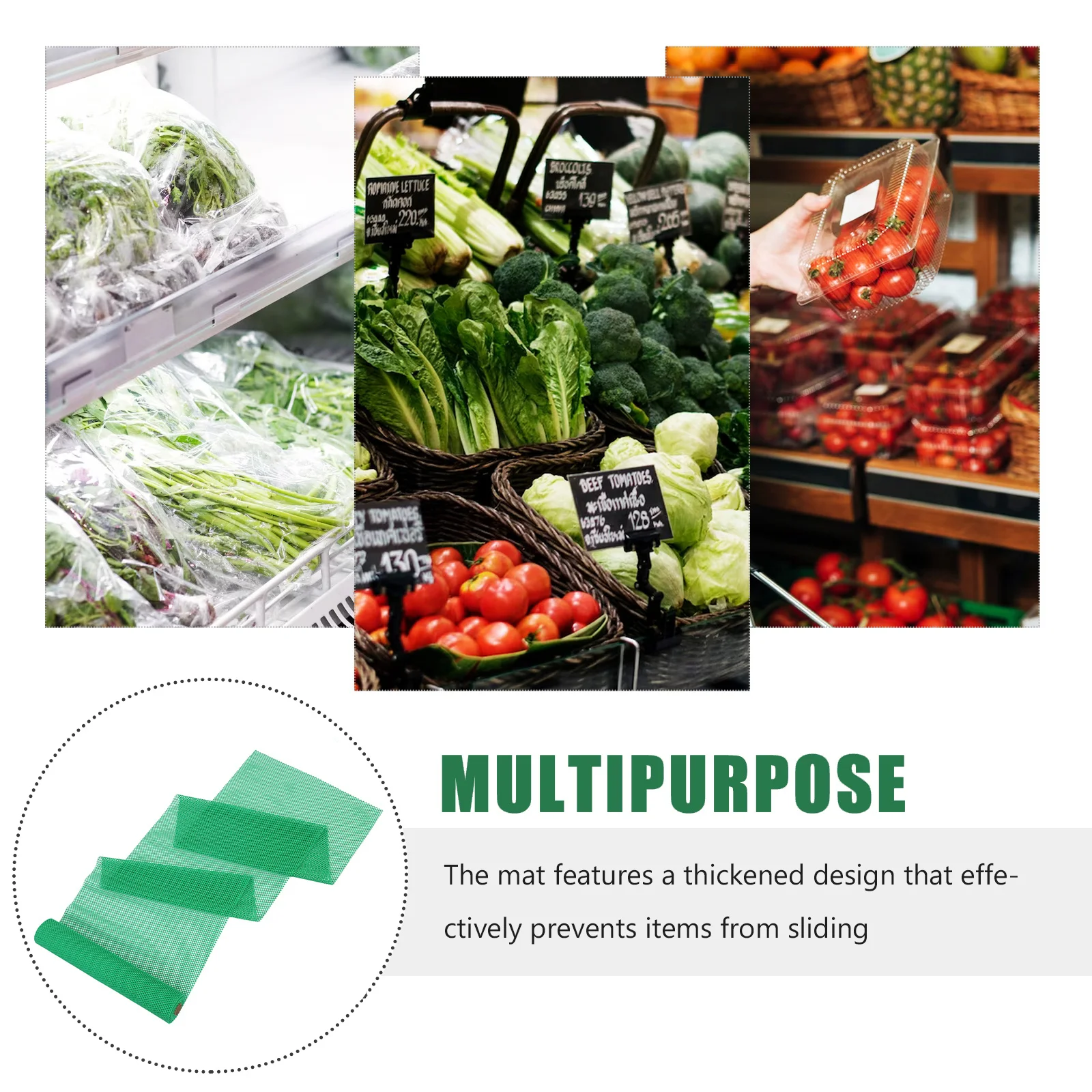 حصيرة غير قابلة للانزلاق للإنتاج الطازج، بطانة رف عرض الخضروات، بطانة رف الثلاجة البلاستيكية السميكة، المطبخ التجاري #5