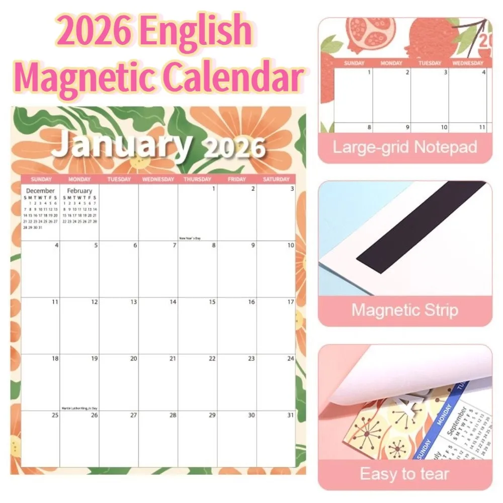 Creative English Magnetic Calendar Colorful Notes 12 Month Calendar Agenda Organizer To Do List Monthly Planner Calendar School