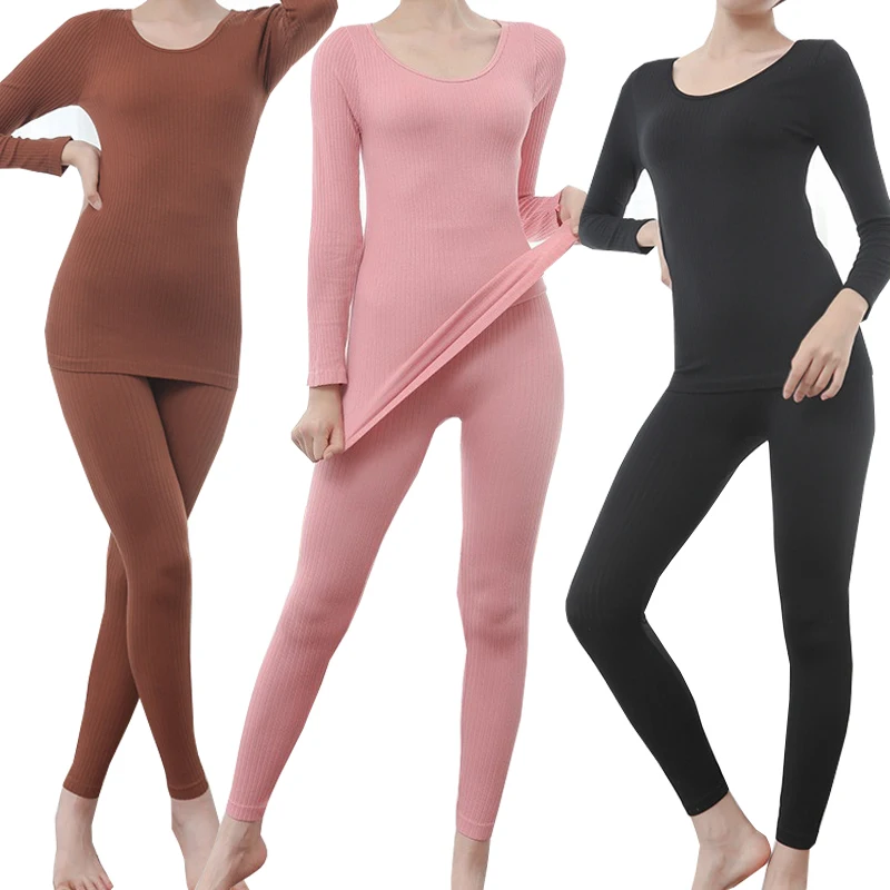 1Set Womens Thermal Underwear Sexy Ladies Intimates Long Shaped Warm Traceless Sets Spring Autumn Female Thermal Shaping Clothes