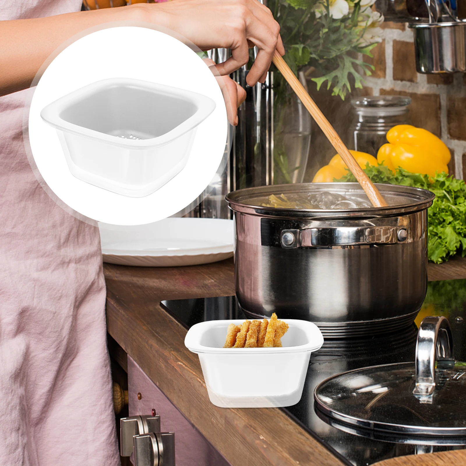 

1 Set Fruit Vegetable Washing Basket Double Layer Drain Basket Lightweight Plastic Kitchen Strainer Colanderreusablefor Home