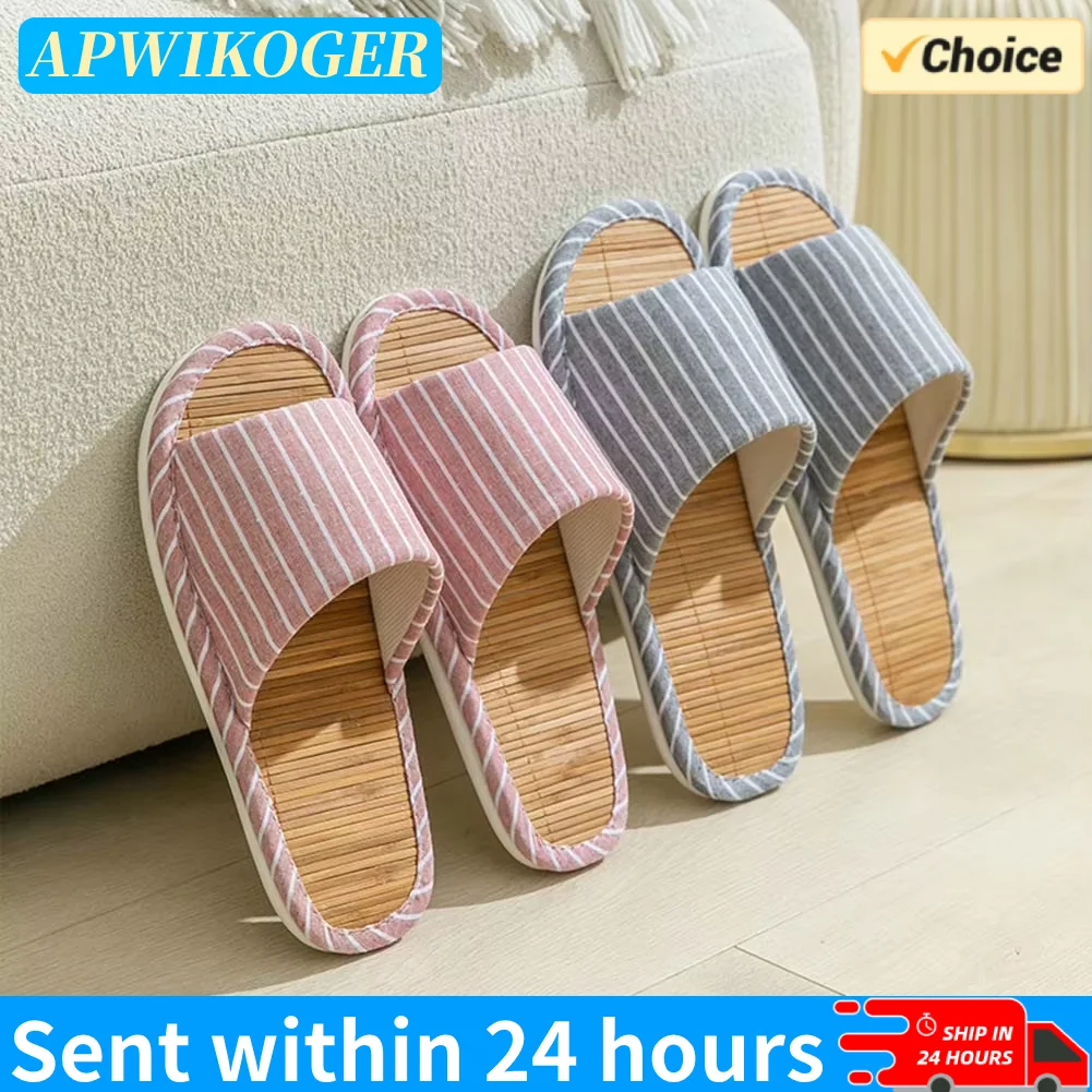 

Bamboo House Slippers Comfortable Summer Cooling Slippers Odor-Resistant Couples Indoor Slippers for Living Room Bedroom