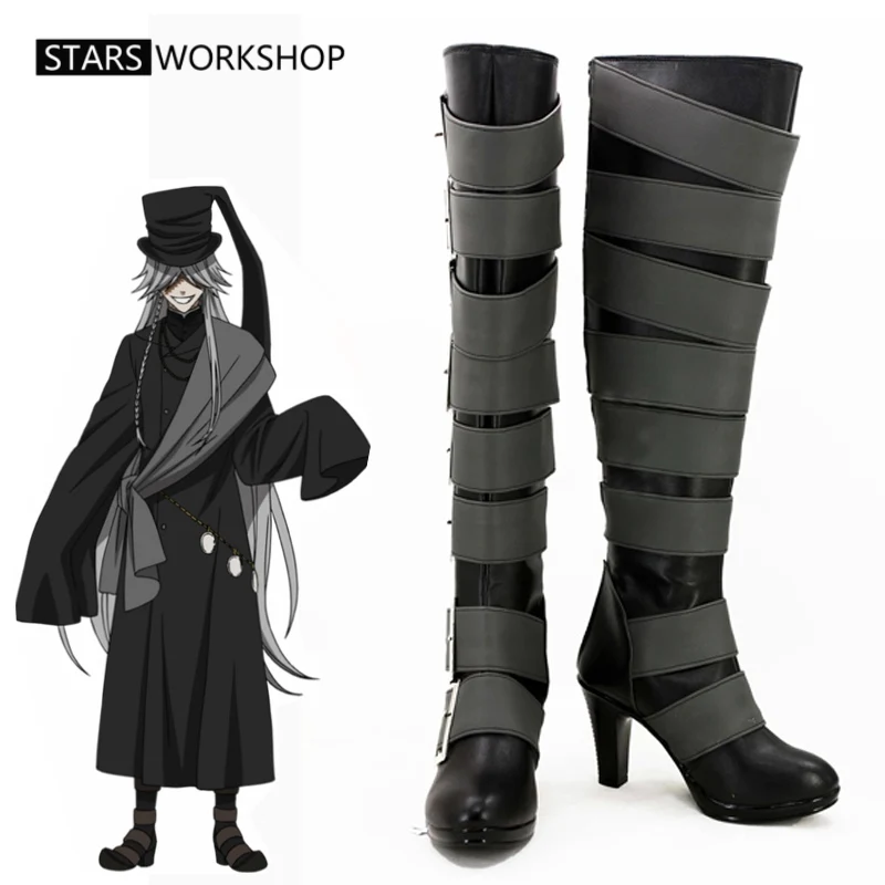 

Anime Black Butler Kuroshitsuji Undertaker Cosplay Shoes High Heel Boots For Halloween