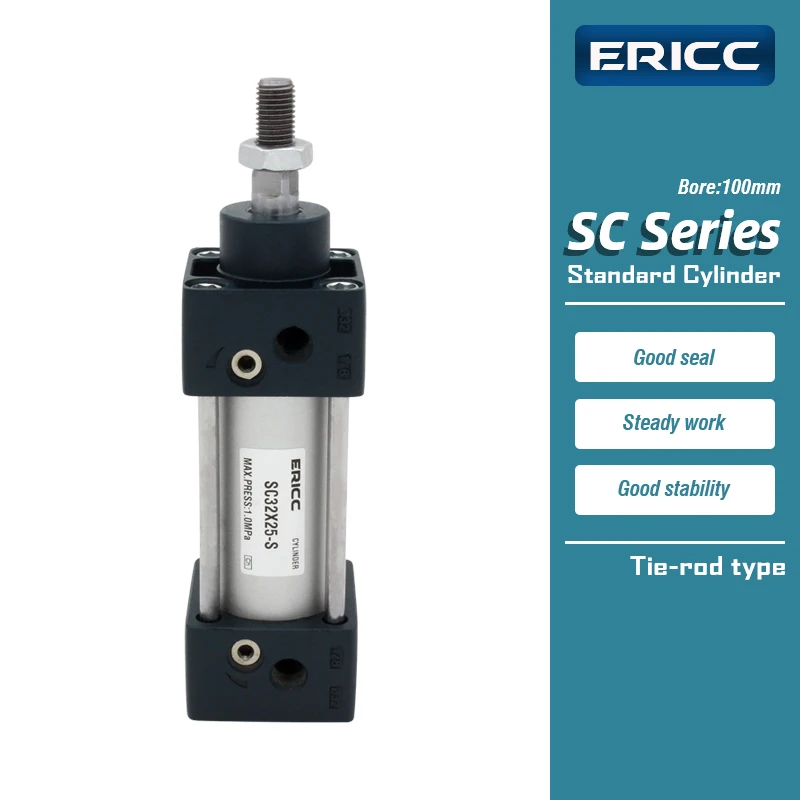 

SC Series Standard Air Cylinders SC100 Bore 100mm Double Acting stroke25-1000mm SC100X50 SC100X1000S SC100X700S SC100X200