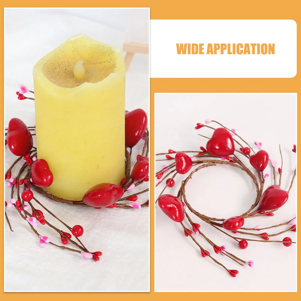 2Pcs Red Berry Rings with Elegant Heart Motif Romantic Home Decor for Valentine's Day Mother's Day Wedding Proposal