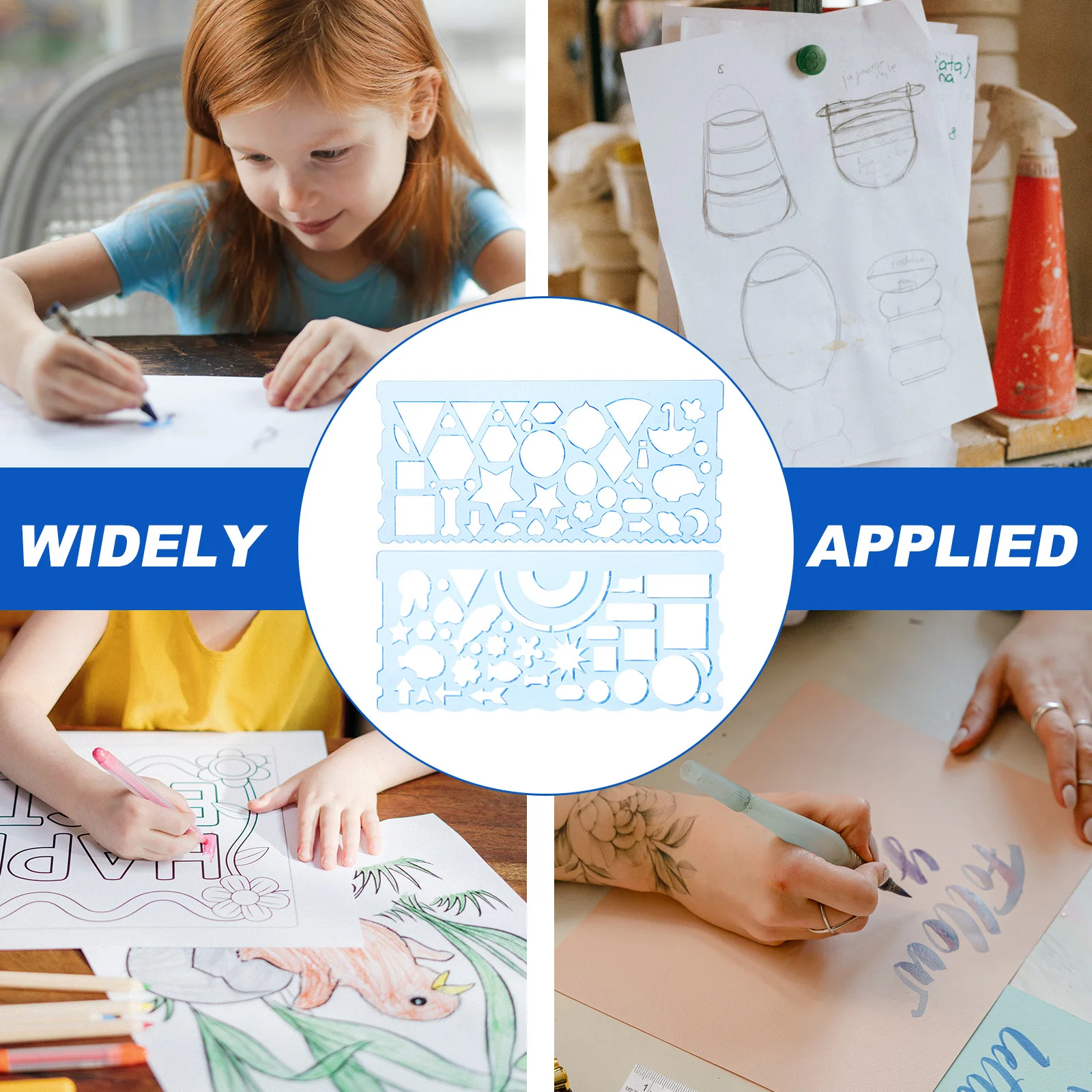 6 قطع من قالب رسم الطلاب، أدوات هندسية استنسل بلاستيكية، مساطر قياس متعددة الوظائف لمدرسة الهندسة المعمارية #4