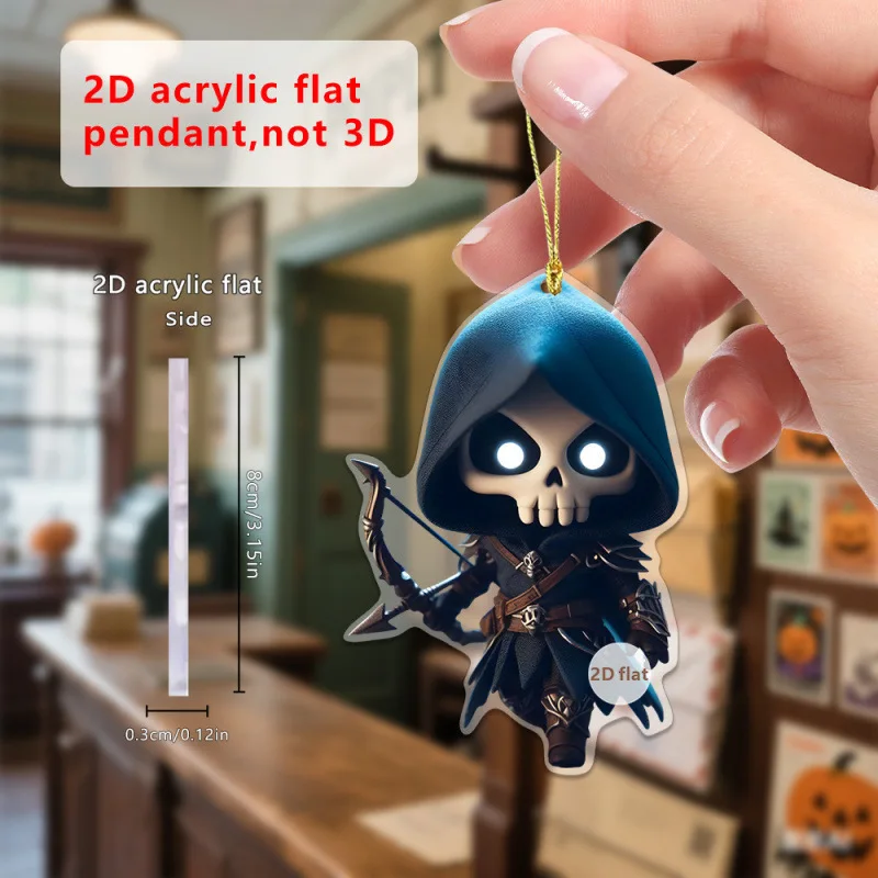 

New 2D Halloween Skull Doll Cool and Handsome 2D Acrylic Pendant Halloween Pendant Festival Supplies