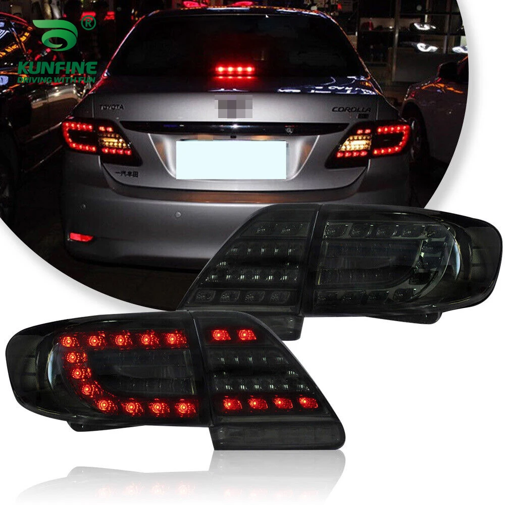 KUNFINE Para tylnych świateł samochodowych do TOYOTA COROLLA 2011 2012 2013, światło hamowania LED z kierunkowskazem