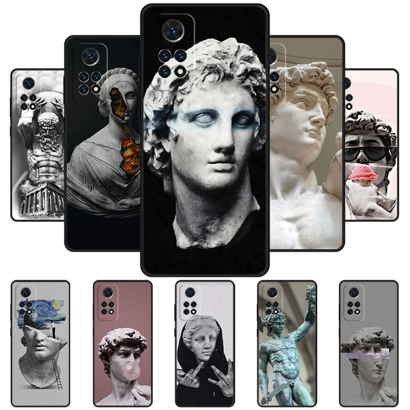 Greek Statue Wearing Hoodie Phone Case For Redmi Note 11 EPro 11S 10T 9S Promax 8 Pro Xiaomi Mi 11 12X 12S Ultra Cover