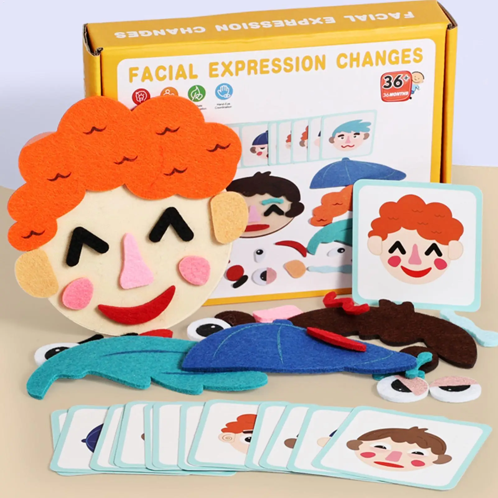 Gioco di sviluppo emotivo giocattolo puzzle volti per bambini con schede flash Giocattolo di apprendimento emotivo sociale per bambini in età prescolare