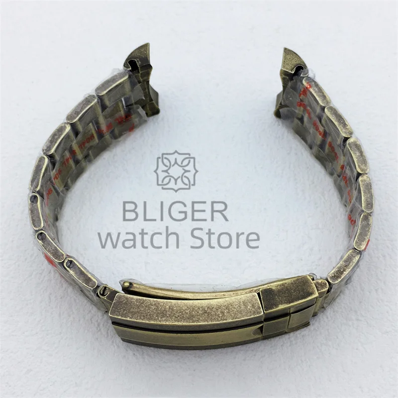 BLIGER 21 mm 904L-Armband, massiver Edelstahl, Bronze-Uhrenarmband, Faltschließe, Herrenarmband, passend für 43 mm Gehäuse
