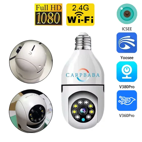 Imagen 1 del producto Cámara de bombilla WiFi inalámbrica para el hogar E27, teléfono móvil de 360 grados, monitoreo remoto de red a todo Color de alta definición