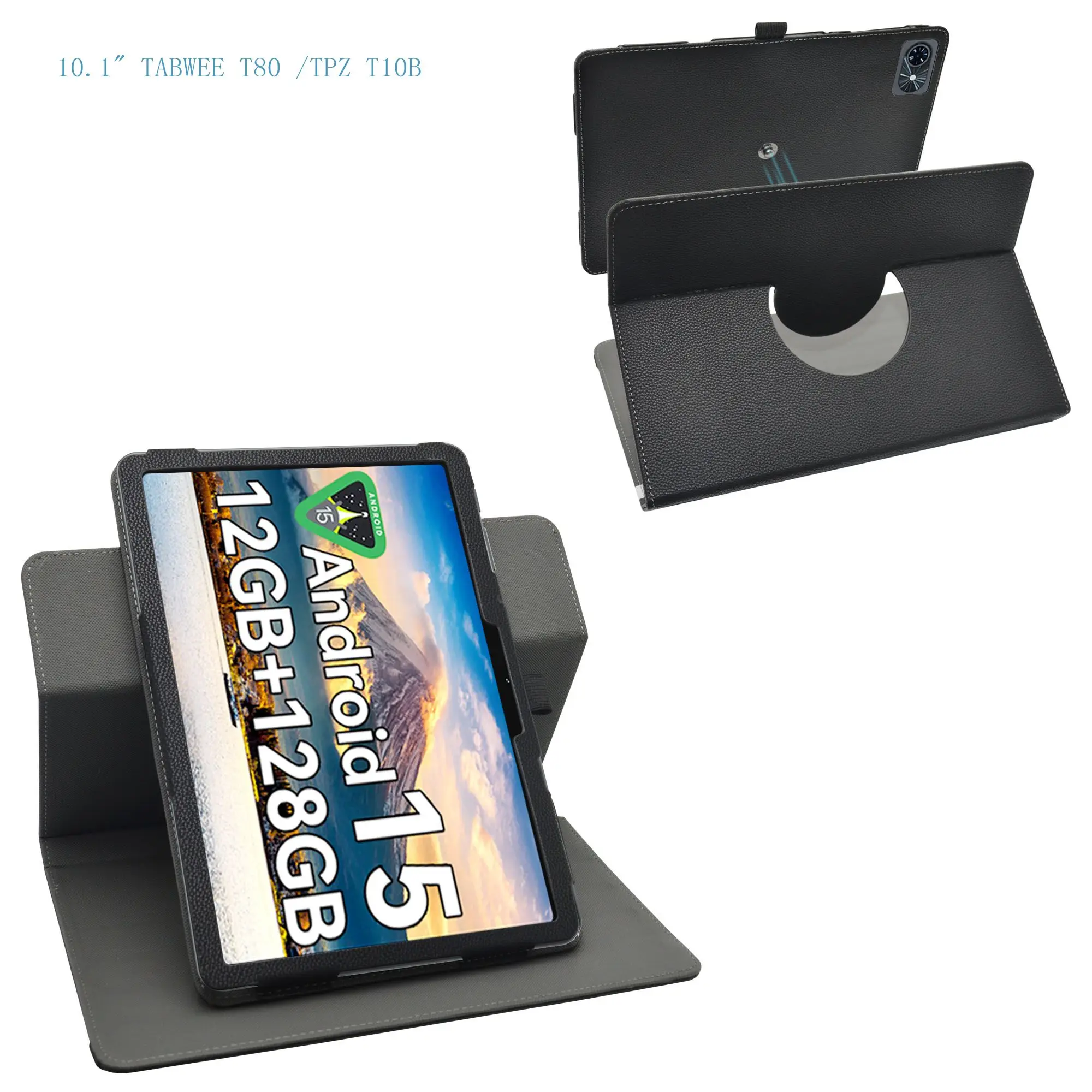 

For TPZ T10B 10.1 inch Tablet Rotating Case，360 Degree Rotation PU Leather Stand Cover