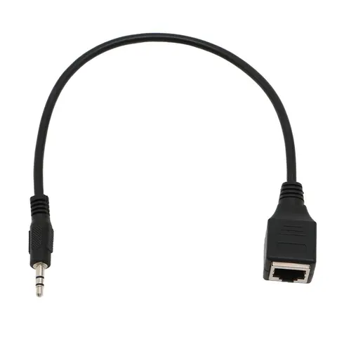 12" 2 in 1 3.5mm Jack Male Aux Cable to RJ45 Socket Ethernet Adapter Wire