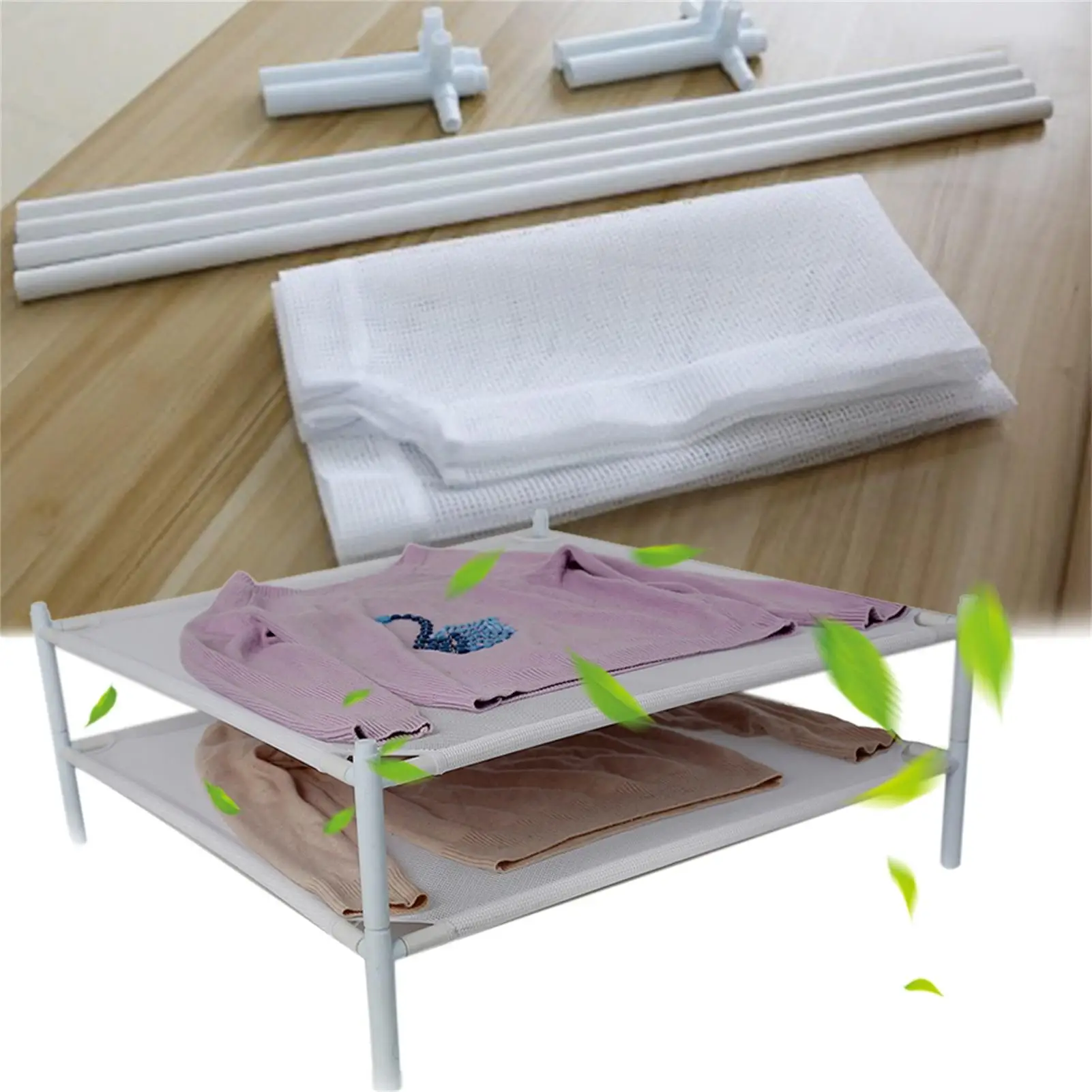 1pc Portable Floor-mounted Dryer Stackable Laundry Drying Rack Mesh Surfaces Design Household Supplies for Backyard Balcony