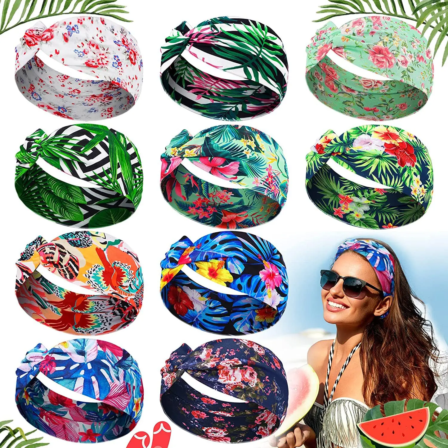 Turban do jogi opaska na głowę sportowa elastyczna hawajska plaża opaska do włosów modna tkanina bawełniana szeroka opaska na głowę dla kobiet akcesoria do włosów