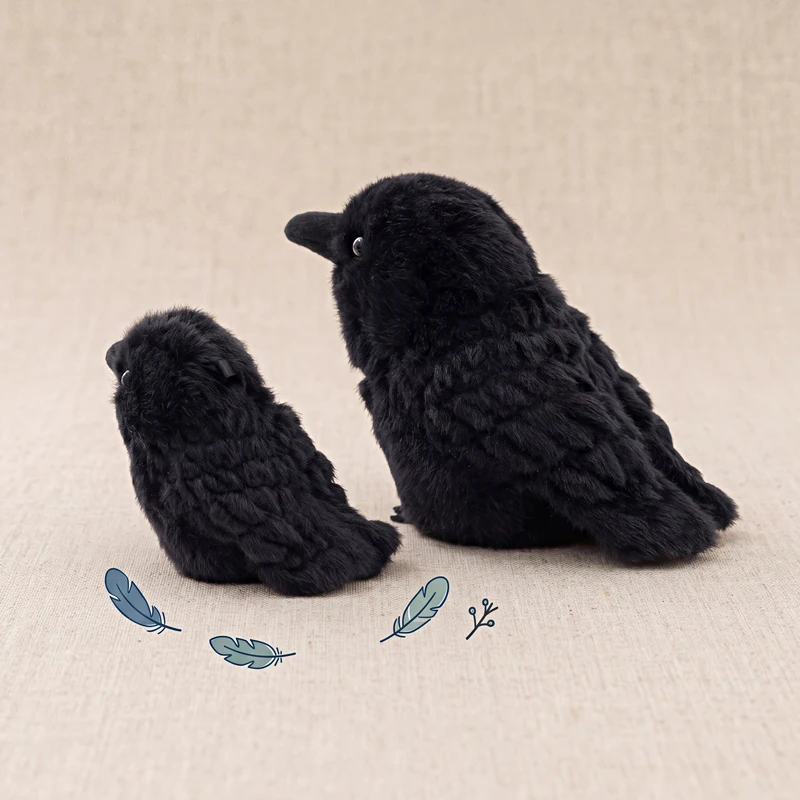 10/20CM Realistic Black Crow Plush Toy Exquisite Feather Patterns Black Crow Plush Doll Bird Lovers Home Decor Nice Gift