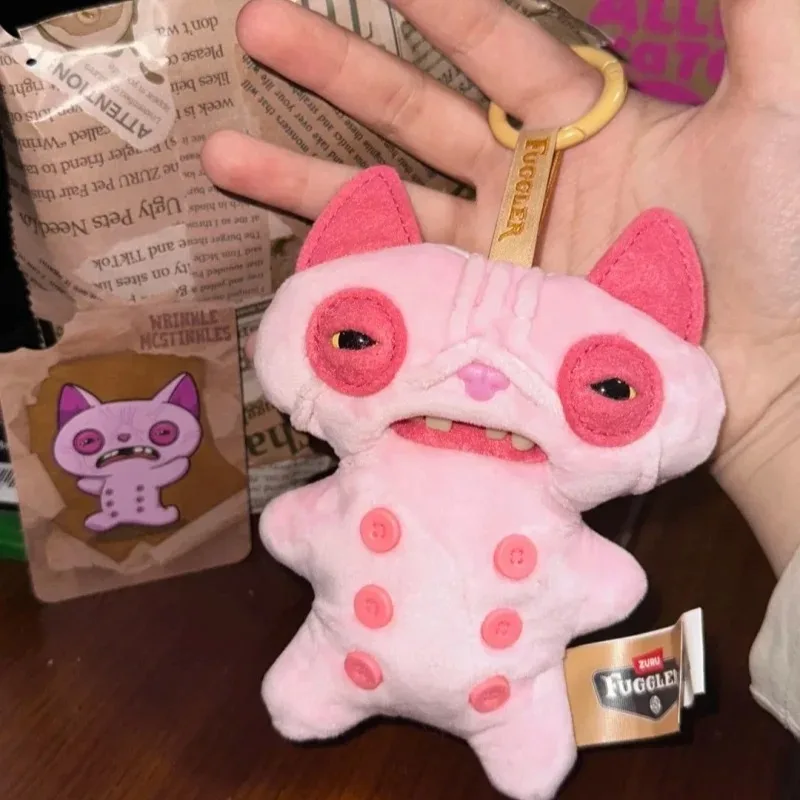 100% Original Fuggler Alley Cats Divertido Monstruo Dentado Feo y Adorable, Llavero, Colgante para Bolso, Juguete de Peluche Coleccionable, Muñeco Decorativo para Mochila