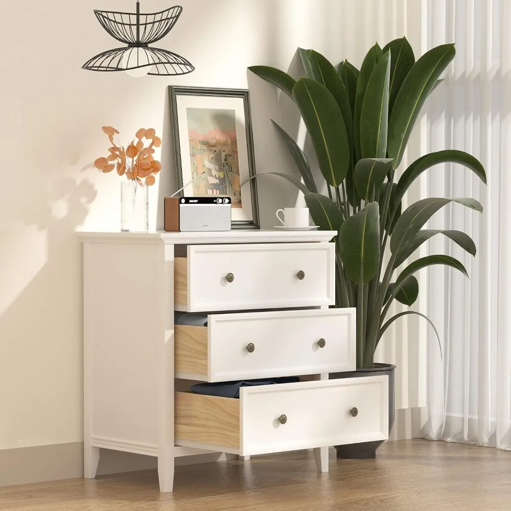 

Solid Wood Bedside Table with 3 Drawers and A Power Outlet; Tall Bedside Table; Customizable