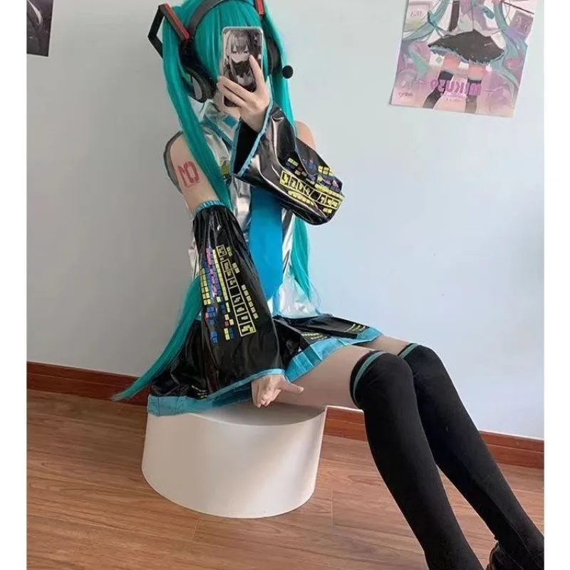 Hatsune Miku Cosplay Costume Set  Cute Anime JK Fashion Outfit High School Uniform Hallow New Year's Party Set Gifts view 3