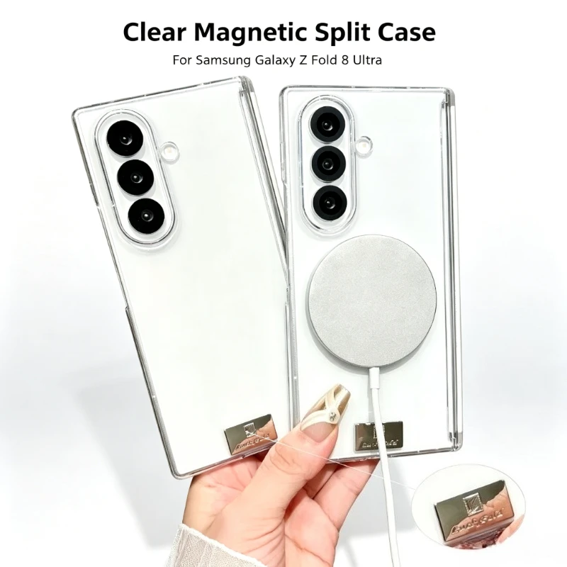 Clear Skin Feel PC Magnetic Hinge Protect Case for For Samsung Galaxy Z Fold 8 Ultra 7 6 for Magsafe Wireless Charge Flip Cover